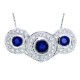 Blue Sapphire Diamond Pendant Necklace 14Kt White Gold 