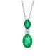 Emerald and Diamond Pendant Necklace 14Kt White Gold 