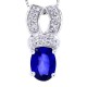 Genuine Sapphire and Diamond Pendant Necklace 14Kt Gold 