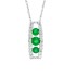 Three Stone Emerald and Diamond Pendant Necklace 14Kt Gold 