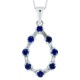 Sapphire and Baguette Diamond Pendant Necklace 14Kt Gold 