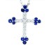Sapphire and Diamond Cross Pendant Necklace 14Kt White Gold 
