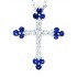 Sapphire and Diamond Cross Pendant Necklace 14Kt White Gold 