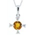 Citrine and Diamond Pendant Necklace 14Kt White Gold