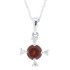 Garnet and Diamond Pendant Necklace 14Kt White Gold