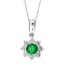 Genuine Emerald and Diamond Pendant Necklace 14Kt White Gold 