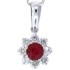 Genuine Ruby and Diamond Pendant Necklace 14Kt White Gold