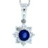 Blue Sapphire and Diamond Pendant Necklace 14Kt White Gold