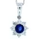 Blue Sapphire and Diamond Pendant Necklace 14Kt White Gold