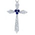 Genuine Sapphire Diamond Cross Pendant Necklace 14Kt Gold