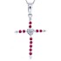 Ruby and Diamond Cross Pendant Necklace 14Kt White Gold