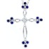 Sapphire Diamond Cross Pendant Necklace 14Kt White Gold 