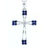 Sapphire and Diamond Cross Pendant Necklace 14Kt White Gold 