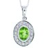 Genuine Peridot Diamond Pendant Necklace 14Kt White Gold