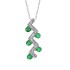 Three Stone Emerald Diamond Pendant Necklace 14Kt White Gold