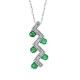 Three Stone Emerald Diamond Pendant Necklace 14Kt White Gold