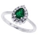 14Kt White Gold Emerald Diamond Engagement Ring Pear Shaped 