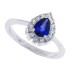 Sapphire Diamond Halo Ring 14Kt White Gold Pearshaped