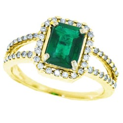 Emerald Cut Emerald Diamond Engagement Ring 10Kt Yellow Gold