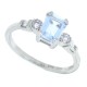 Emerald Cut Aquamarine Diamond Ring 14Kt White Gold