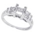 18Kt White Gold Diamond Semi Mount Ring Baguette and Round
