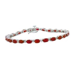 Natural Ruby Diamond Bracelet 14Kt White Gold 8 inches 10.09 ct.t.w