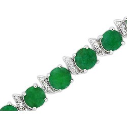 Genuine Emerald and Diamond Bracelet 14Kt White Gold, 10.34cttw 5MM Round