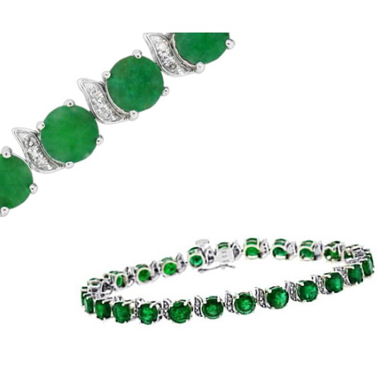 Natural Emerald and Diamond Bracelet 10kt Gold 10.94cttw 5MM