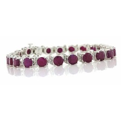 Genuine Ruby Bracelet with Diamond 10kt White Gold 17.17 ct.t.w