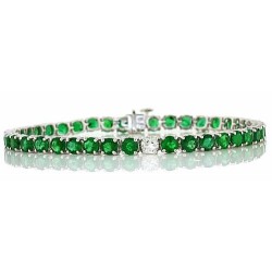 Genuine Emerald Bracelet in 10Kt White Gold 11.45 ct.t.w.4MM Round 