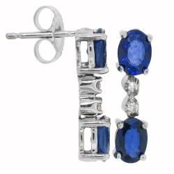 Sapphire and Diamond Drop Earrings in 14Kt White Gold 