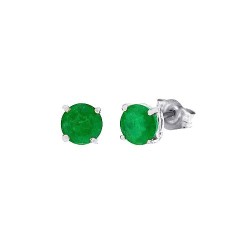 Emerald Stud Earrings in 14Kt White Gold (A Quality) 5mm Round