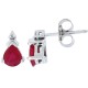 Pear Shape Ruby and Diamond Stud Earrings in 14Kt White Gold 