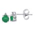 Genuine Emerald Diamond Stud Earrings in 14Kt White Gold 