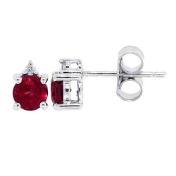 Ruby and Diamond Stud Earrings 10Kt White Gold PushBacks