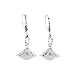 Diamond Dangle Drop Earrings in 10Kt White Gold Satin Finish