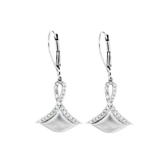 Diamond Dangle Drop Earrings in 10Kt White Gold Satin Finish