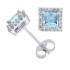 Princess Cut Aquamarine Diamond Stud Earrings 10Kt White Gold 