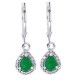 10Kt White Gold Pear Shaped Emerald Diamond Dangle Earrings 