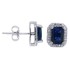 Emerald Cut Blue Sapphire Diamond Halo Stud Earrings in 14Kt White Gold 