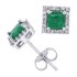 Princess Cut Emerald Diamond Stud Earrings 10Kt White Gold