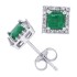 Princess Cut Emerald Diamond Stud Earrings 10Kt White Gold