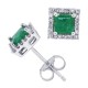 Princess Cut Emerald Diamond Stud Earrings 10Kt White Gold