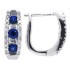 Blue Sapphire Cubic Zirconia Hoop Earrings Sterling Silver