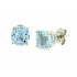 Genuine Aquamarine Stud Earrings Sterling Silver