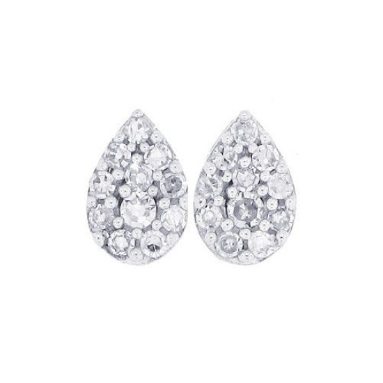Pear Shaped Cluster Diamond Stud Earrings  in 14Kt White Gold