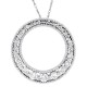 Fashion Diamond Circle Pendant Necklace 14Kt White Gold 