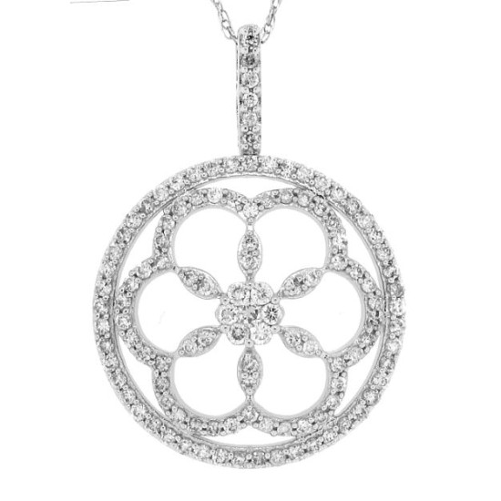 Diamond Circle Pendant Necklace 14Kt White Gold