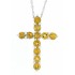 Citrine Gemstone Cross Pendant Necklace 14Kt White Gold 