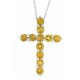 Citrine Gemstone Cross Pendant Necklace 14Kt White Gold 